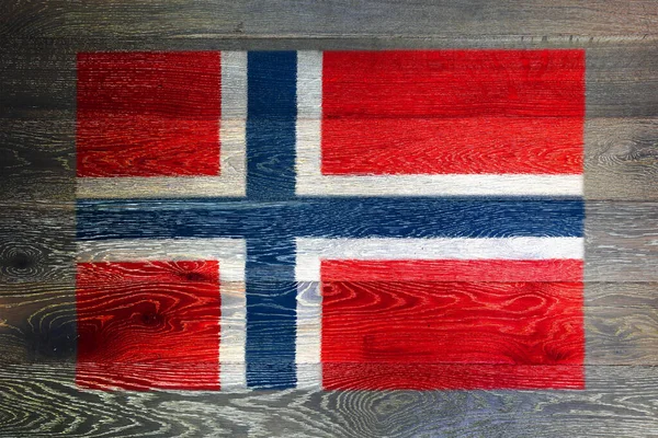 Norway flag on rustic old wood surface background — Stock Photo, Image