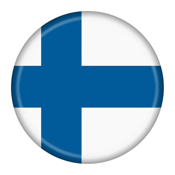 Fiński przycisk flagi 3d ilustracja z ścieżką wycinania — Zdjęcie stockowe