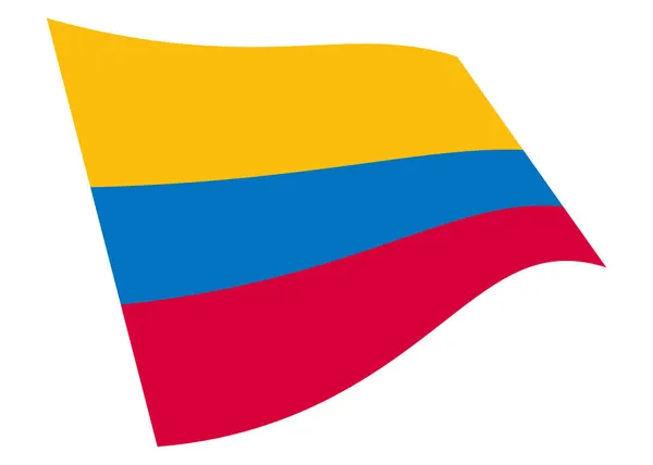 Colombia ondeando bandera 3d ilustración aislada en blanco con ruta de recorte — Foto de Stock