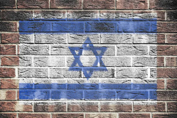 Bandera de Israel pintado sobre fondo de pared de ladrillo — Foto de Stock