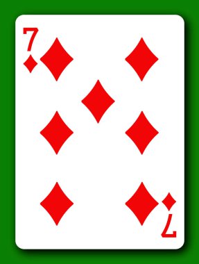 Arkaplanı silmek ve 3d resimlerini gölgelemek için kesme yolu ile Karo 7 oyunu kartı