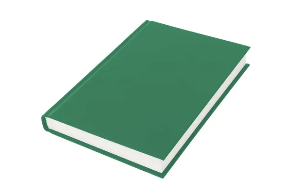 Livro Capa Dura Verde Sobre Fundo Branco Com Caminho Recorte — Fotografia de Stock