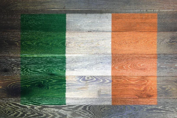 Bandera Irlanda Sobre Fondo Rústico Madera Vieja —  Fotos de Stock