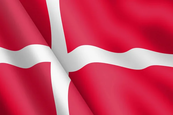 デンマークの旗の3Dイラスト風リップルを振って — ストック写真