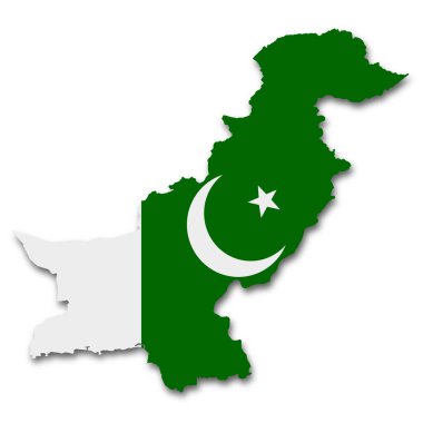 Pakistan haritası kırpma yolu 3d illüstrasyonlu beyaz arkaplan