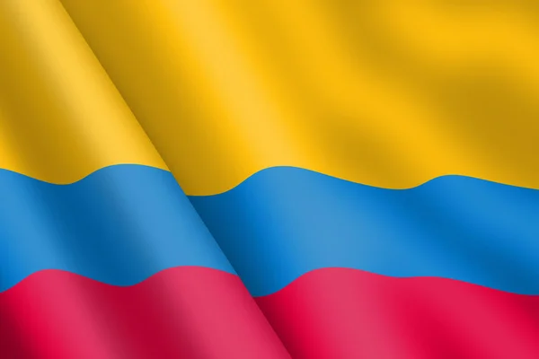 Kolumbia integető zászló 3d illusztráció szél fodrozódik — Stock Fotó