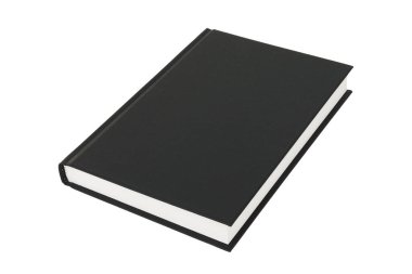 Kırpma yolu ile beyaz arkaplan üzerine sert kapak siyah kitap