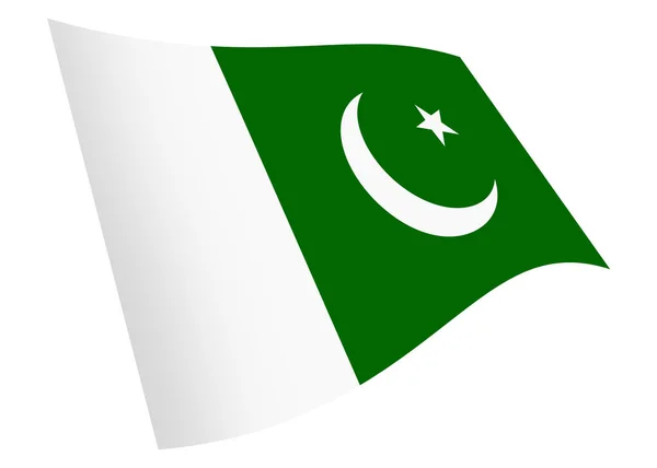 Pakistán ondeando bandera gráfica aislada en blanco con ruta de recorte — Foto de Stock