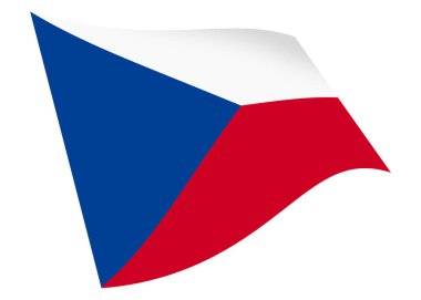 Çek Cumhuriyeti 3d bayrağı sallıyor. Kırpma yolu ile beyaza izole edilmiş.