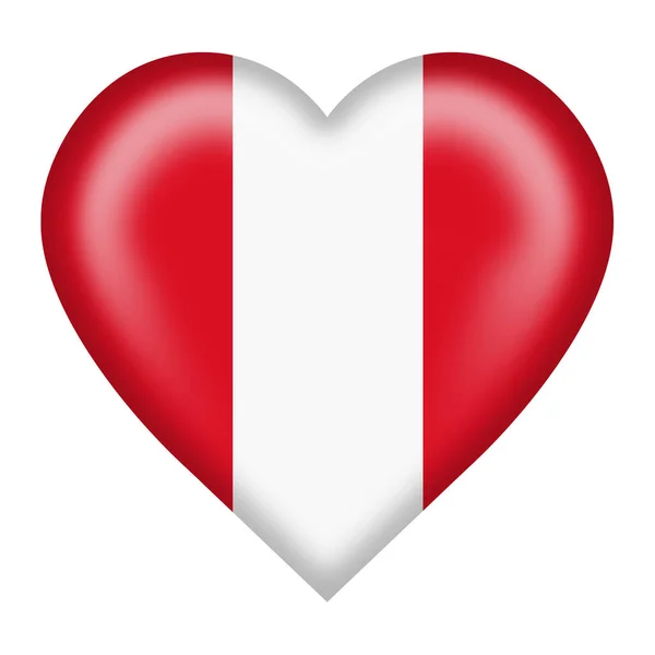 Peru vlag hart knop geïsoleerd op wit met clipping pad 3d illustratie — Stockfoto