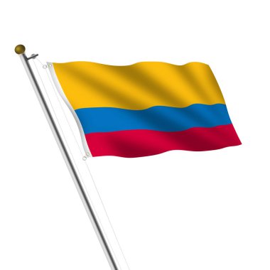 Kolombiya Bayrak Direği 3d kırpma yolu ile beyaz üzerine illüstrasyon