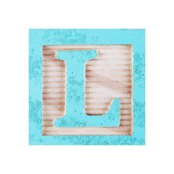 Letter L childs wood block on white with clipping path — Stock Photo, Image