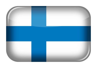 Finland web icon rectangle button with clipping path 3d illustration