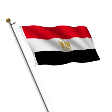 Egypt Flagpole 3d illustration on white with clipping path