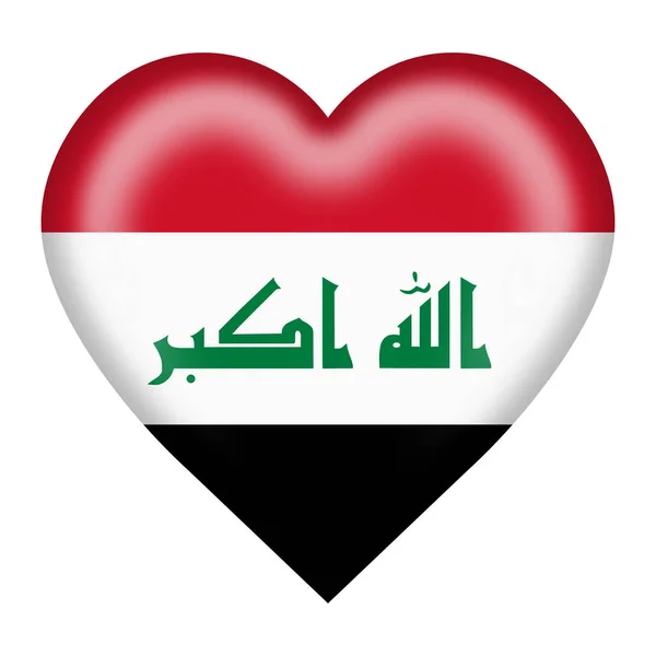 Iraq flag heart button isolated on white with clipping path 3d illustration — ストック写真