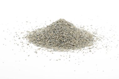 Heap of cat litter isolated on white