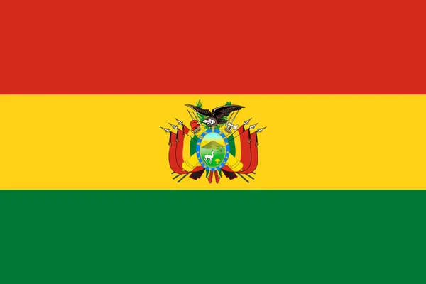 Bandera de Bolivia fondo ilustración rojo amarillo verde escudo de armas — Foto de Stock