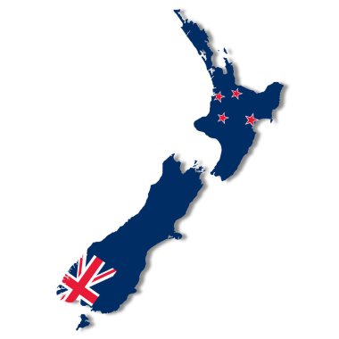 New Zealand map on white background with clipping path 3d illustration