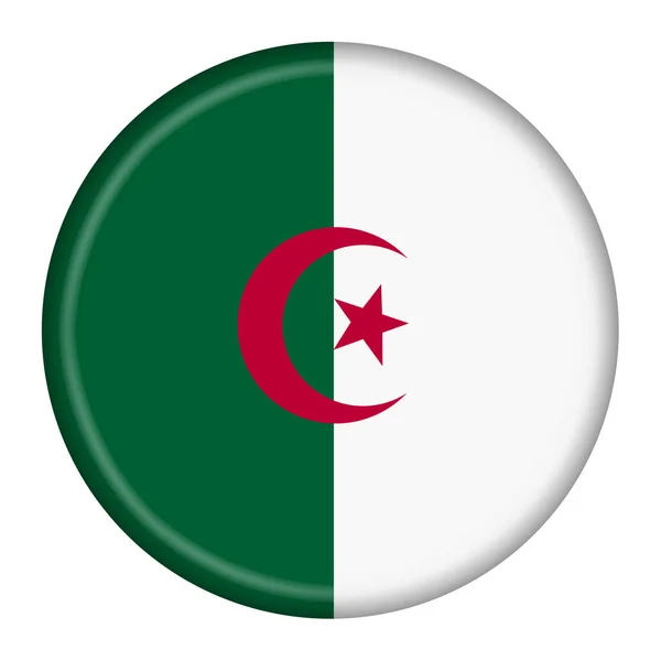 Algeria flag button 3d illustration with clipping path — 图库照片