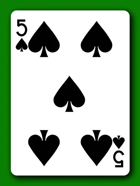 5 Five of Spades playing card with clipping path 3d illustration — Stock Photo, Image