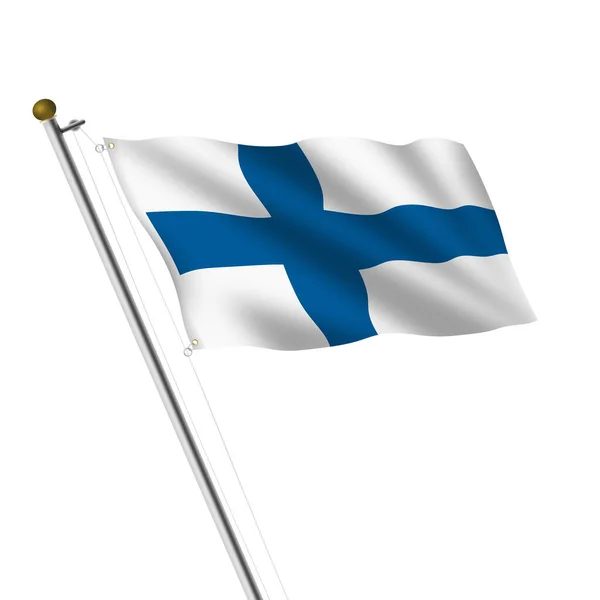 Finland Flagpole Illustrazione Bianco Con Percorso Ritaglio — Foto Stock