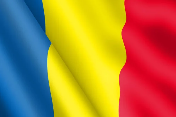 Ρουμανία κυματίζει σημαία 3d εικόνα κυματισμός ανέμου — Φωτογραφία Αρχείου
