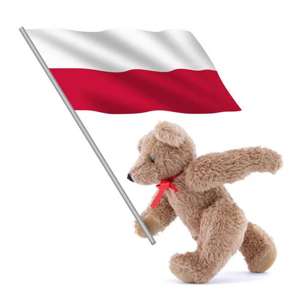 Polônia bandeira coração botão isolado no branco com caminho de recorte — Fotografia de Stock