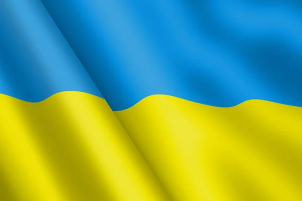 우크라이나 국기흔들기 3d 그림 풍랑 — 스톡 사진