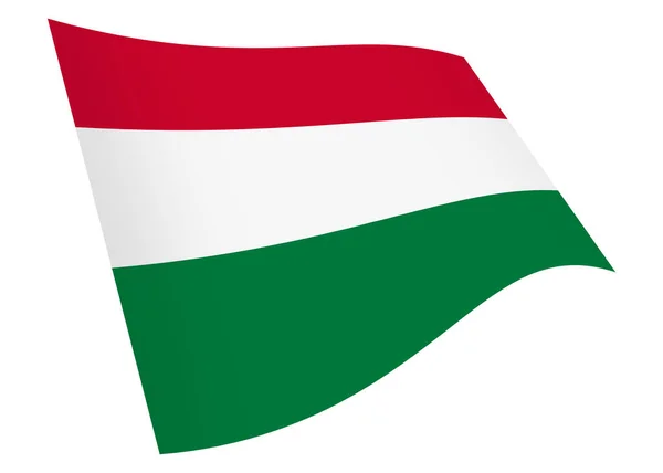 Hungría ondeando bandera 3d ilustración aislada en blanco con ruta de recorte — Foto de Stock
