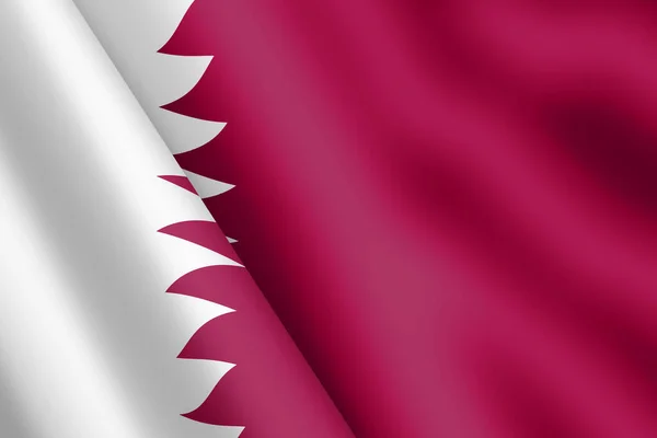 Катар махаючи прапором 3d ілюстрації вітрові брижі — стокове фото