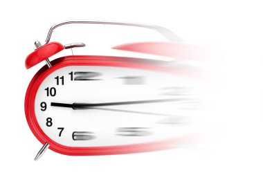 Zaman uçup gidiyor. Hareket bulanıklığı olan alarm saati