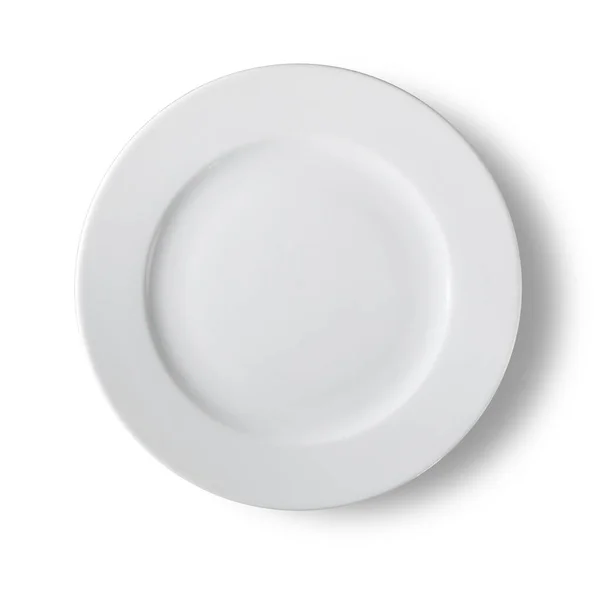 Piatto da pranzo bianco su bianco con percorso di ritaglio per rimuovere l'ombra — Foto Stock