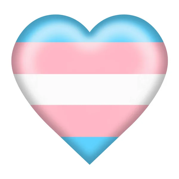 Transgender flag heart button isolated on white with clipping path 3d illustration —  Fotos de Stock