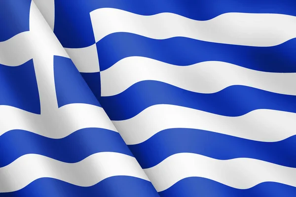 Řecko mávání vlajka 3d ilustrace vítr vlnění — Stock fotografie