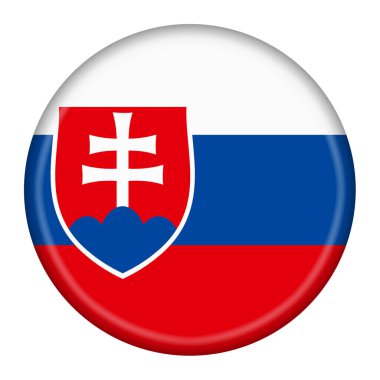 Slovakia flag button 3d illustration with clipping path