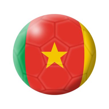 Kamerun futbol topu 3D illüstrasyon kırpma yolu ile beyaz üzerine izole