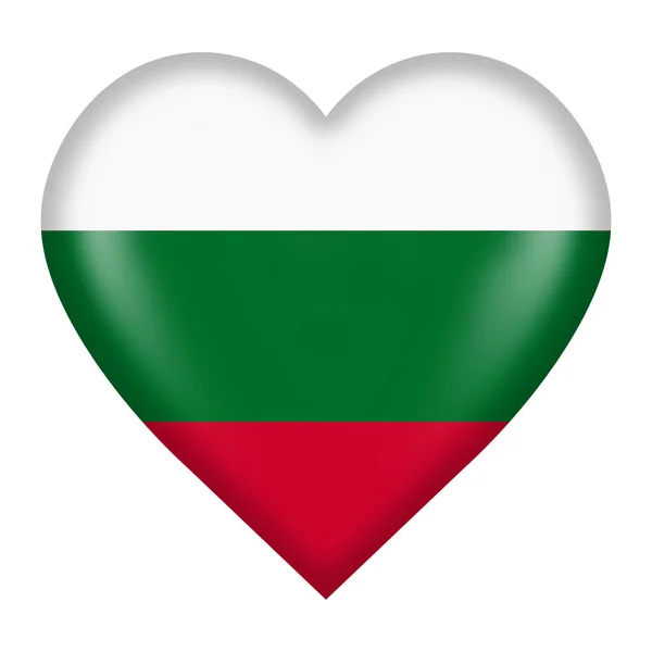 Bulgaria flag heart button isolated on white with clipping path 3d illustration — Stockfoto