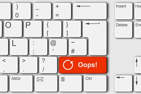 Oops undo concept PC computer keyboard 3d illustration — Stock Photo, Image