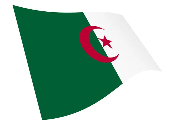 阿尔及利亚挥动国旗3D插画，白色孤立，有裁剪路径 — 图库照片