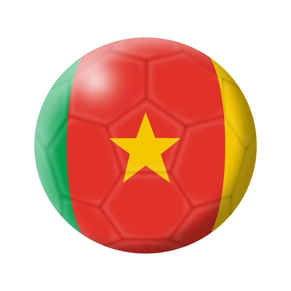 Kamerun focilabda labdarúgás 3d illusztráció elszigetelt fehér nyírás útvonal — Stock Fotó