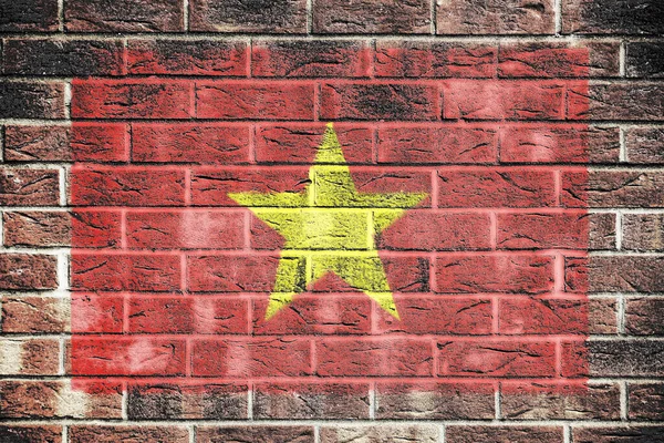 Bandera de Vietnam sobre un fondo de pared de ladrillo —  Fotos de Stock