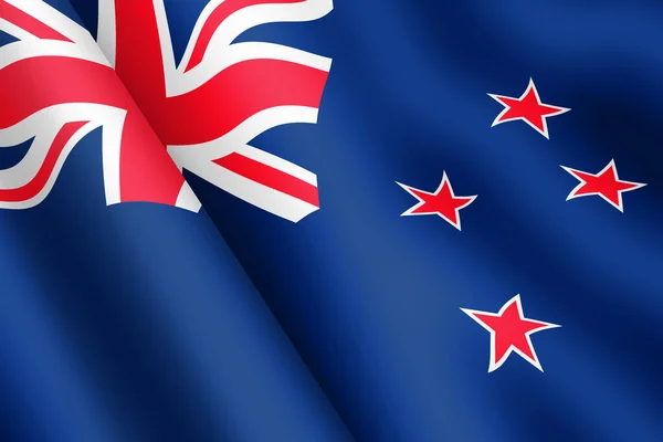 New Zealand waving flag 3d illustration wind ripple — Foto de Stock