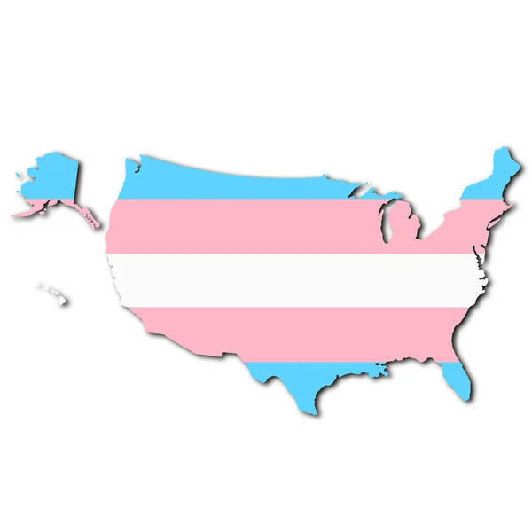 Transexual Arco Iris Estados Unidos América Mapa Sobre Fondo Blanco —  Fotos de Stock