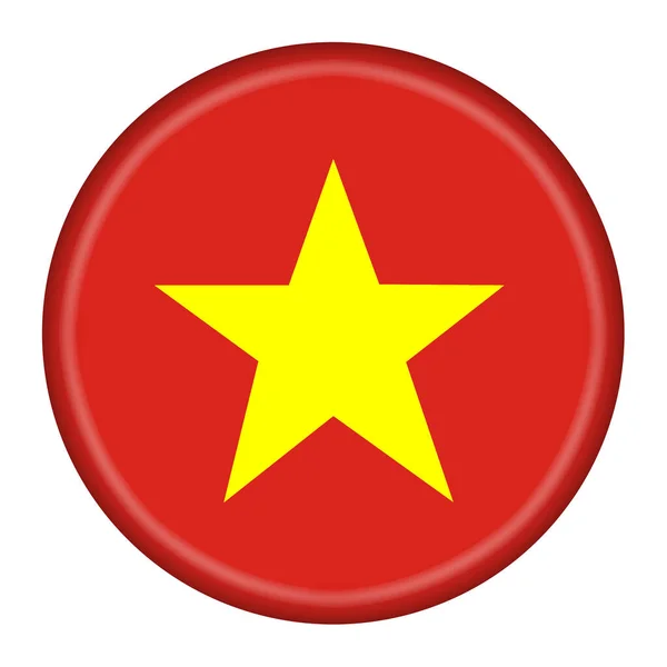 Socialist Republic Vietnam Flag Button Illustration Clipping Path — Fotografia de Stock