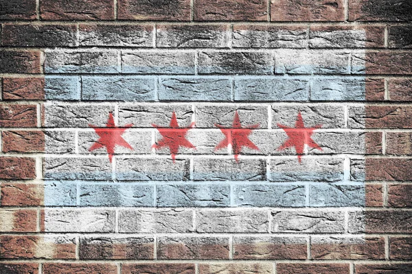 Chicago Flag Brick Wall Background — Stock Photo, Image