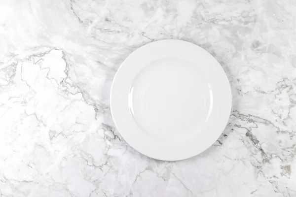 Dinner Plate White Grey Marble Surface —  Fotos de Stock