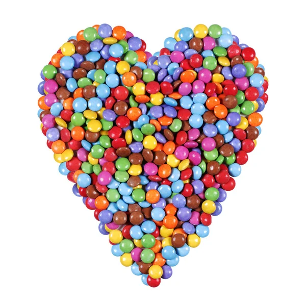 Ένα Σχήμα Καρδιάς Φτιαγμένο Από Πολύχρωμα Γλυκά — Φωτογραφία Αρχείου