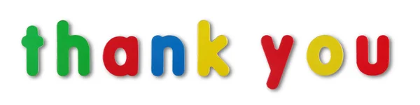 Thank You Coloured Magnetic Letters White Clipping Path Remove Shadow — Stockfoto