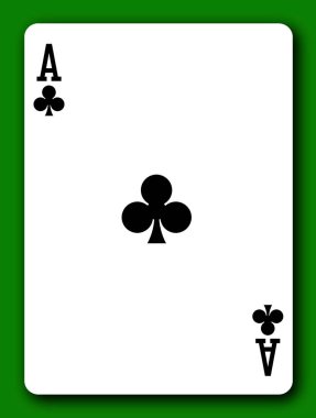 An Ace of Clubs playing card 3d illustration with clipping path to remove background and shadow