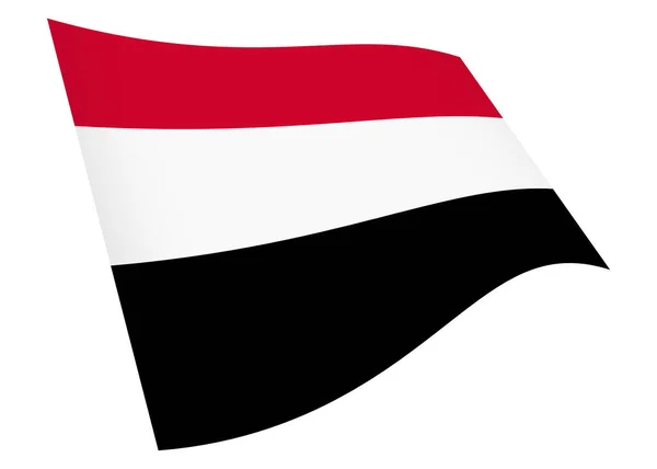 Μια Υεμένη Κυματίζει Σημαία Γραφικών Που Απομονώνονται Λευκό Περικοπή Διαδρομή — Φωτογραφία Αρχείου